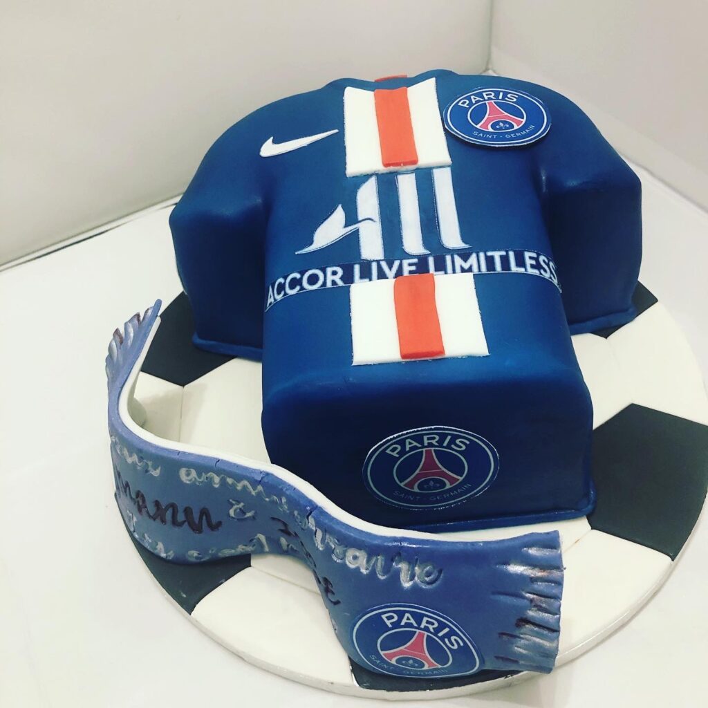 Gâteau PSG maillot  : 50 ans Manu et Jose